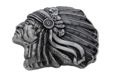 Men Women Dark Silver Metal Buckle Native American Indian Head Cowboys Fashion
