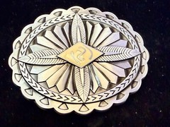 Southwestern Native Indian Tribal Art Style Creme Colored Center Belt Buckle