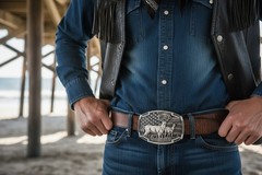 Men Silver Color Metal Belt Buckle Deer Nature Hunter Western Fashion Accessory
