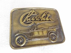 Vintage R.J Roberts Co Chevrolet Rectangle Brass Belt Buckle Never Worn