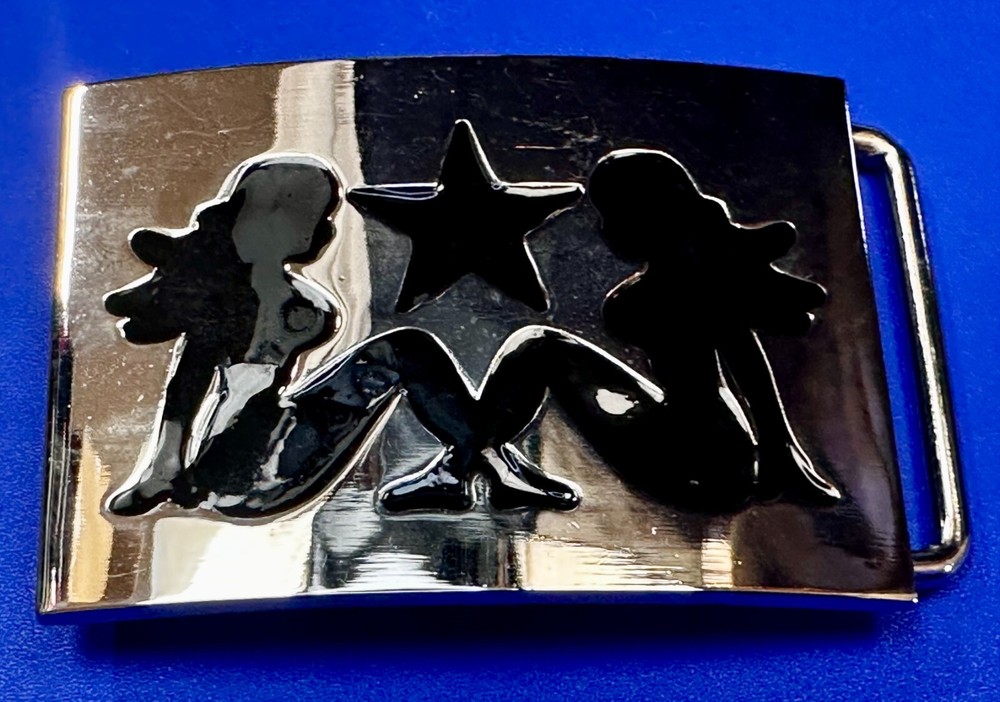 Double Mudflap Girls Belt Buckle Biker Tattoo Trucker Country Cowboy Motorcycle