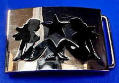 Double Mudflap Girls Belt Buckle Biker Tattoo Trucker Country Cowboy Motorcycle