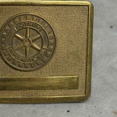 Vintage Rotary International Belt Buckle Mens One Size Gold Brass Western Logo
