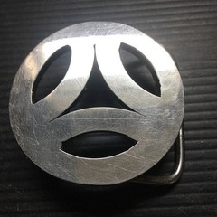 Vintage 1960s Bill Smith Borromean Rings Minimalist Silver Belt Buckle 2.325&Prime;D