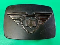 Thunderbird Shield Wings Crest Logo 90&rsquo;s Black Belt Buckle Chrome Brand #6172