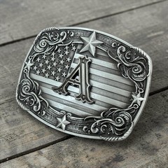 USA Flag Initial Belt Buckle Western Cowboy Patriotic Monogram Fits 1.5 Belt