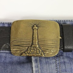 Lighthouse Antique Brass Belt Buckle – Nautical Style Maritime Buckle