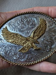 4&Prime; vintage MONTANA SILVERSMITHS silver plate EAGLE western RODEO cowboy