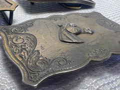 Vtg Outdoorsman Hunter Animal Themed Belt Buckle Lot Of 3 Deer Steer & Horse