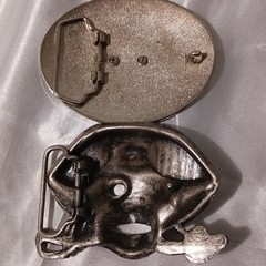 2 Skull Belt Buckles Pirate Biker Unmarked Metal