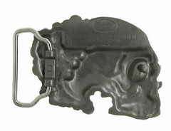Skull with Pink Hearts Metal Belt Buckle