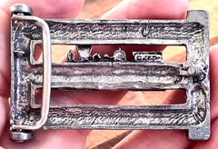 Signed J Ritter Train Steam Engine for 1&Prime; Belt Buckle Metal Transportation