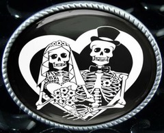 Sugar Skull Bride & Groom Belt Buckle – Day of the Dead Wedding Handmade Gift 66