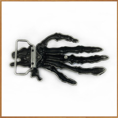 Skeleton Hand Belt Buckle with Crystal Ring Gothic Punk Biker Metal Buckle