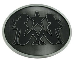 Mud Flap Girl Trucker Biker Pin UP Belt Buckle Silver Chrome Metal Men Women New