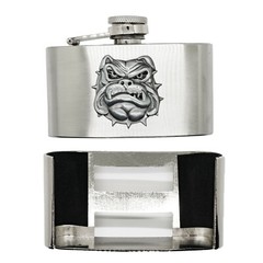 Removeable Bulldog Hip Flask Stainless Steel Belt Buckle Biker Metal British