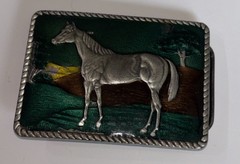 Vintage Great American Buckle Co 1970s Horse 3D Graphics Rodeo # D7 48 USA