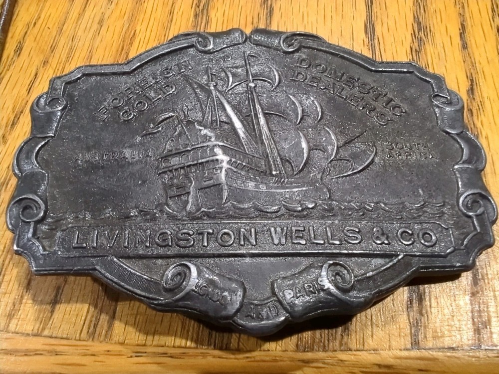 Lewis Buckles Livingston & Wells Co. Foreign Domestic Gold Dealers Wells &Co Vtg