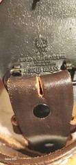HORSESHOERS AMERICA AWARD DESIGN SOLID BRASS BUCKLE W/ LEATHER WILSON BELT SZ40