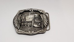 C&J BELT BUCKLE Train Engine #203 Indian Warrior Headdress, 1996 #1691 Eagle
