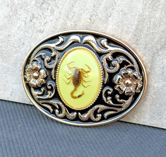 Western Scorpion Belt Buckle Real Scorpion Resin Glow in Dark. For 1.5&Prime; Belt