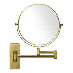 8-Inch Double-Sided Wall Mount Makeup Mirror with 7X Magnification in Brass