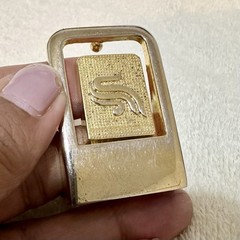 Vintage Gold S Logo 1&Prime; Belt Buckle Made in Italy DIY Leathercraft Hardware 90s
