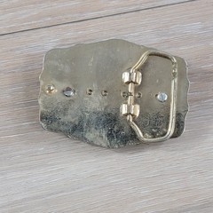 Vintage Grizzly Bear Belt Buckle Gold Tone Blue Prismatic Western Wildlife