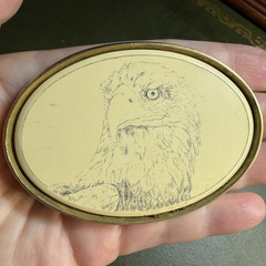 Vintage BARLOW Solid Brass Belt Buckle Bald Eagle Scrimshaw Style Southwestern