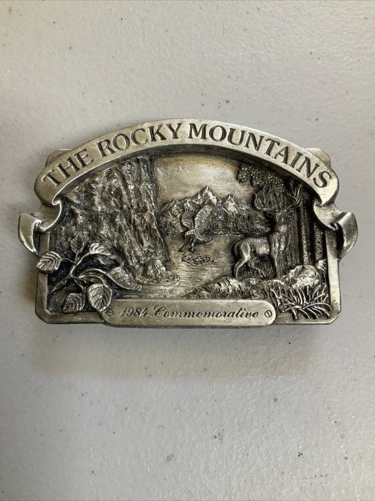 Rare 1984 Siskiyou The Rocky Mountains Commenative Pewter Belt Buckle Ltd Ed