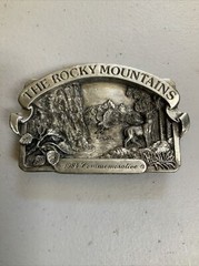 Rare 1984 Siskiyou The Rocky Mountains Commenative Pewter Belt Buckle Ltd Ed