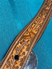 Tex Tan Full Grain Cowhide Belt Size 36 Tool Silver Buckle Polished Amber Stone