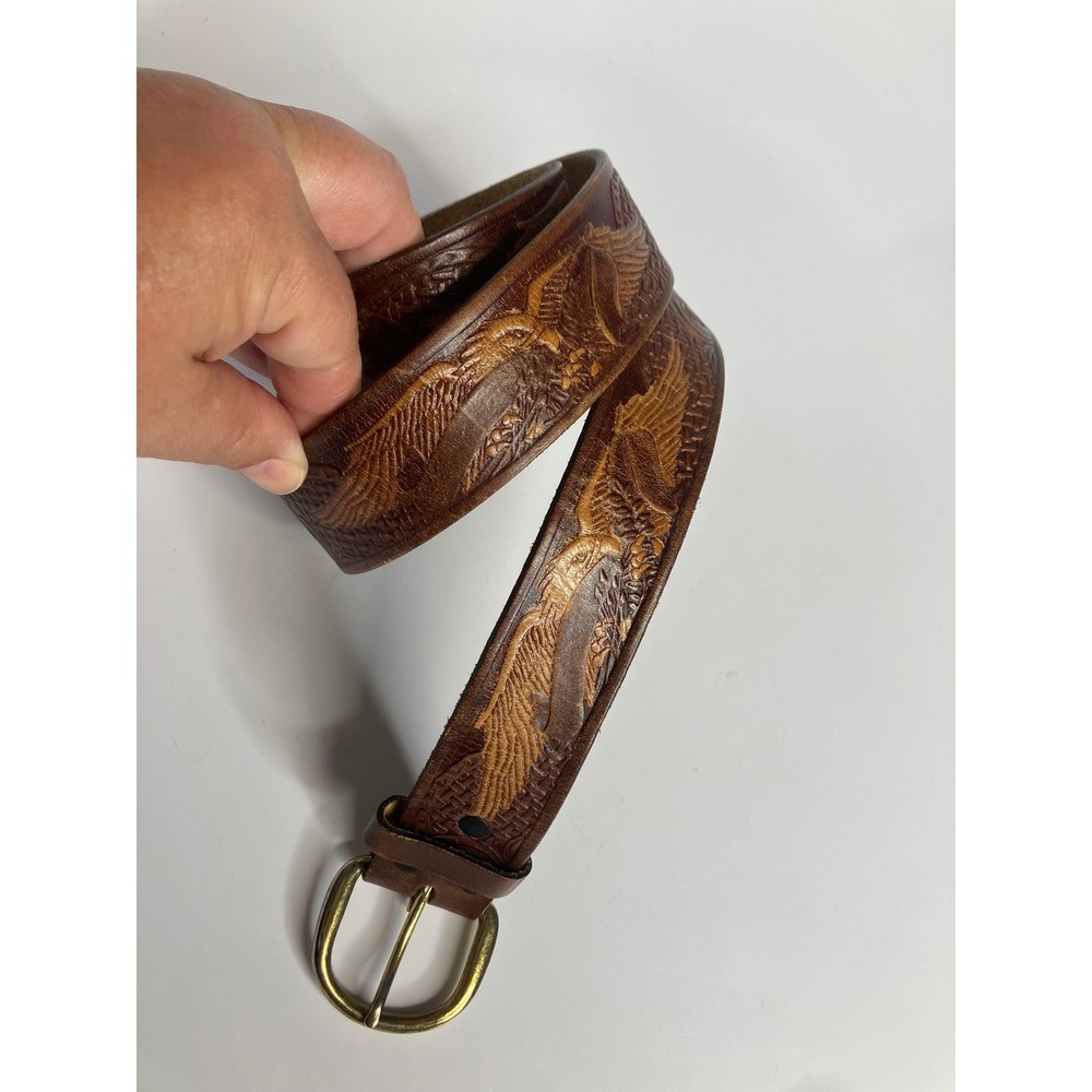 Handmade Eagle embossed leather belt men&rsquo;s size 40 casual patriotic