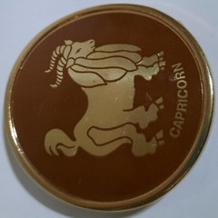 VINTAGE CAPRICORN Metal Belt Buckle with Metalic Enameled