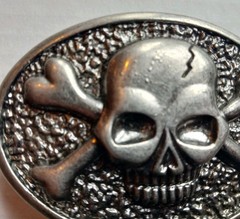 Skull Crossbones 4&Prime;x2 3/4&Prime; Belt Buckle Heavy Textured Front
