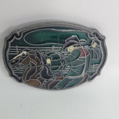 Vintage Arroyo Grande Belt Buckle Mens One Size Cowboy Horse Western Multicolor