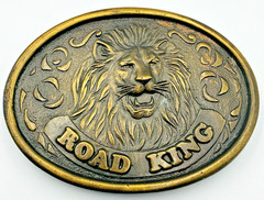 Brass Road King Lion Head 76 Drivers Club Member Belt Buckle