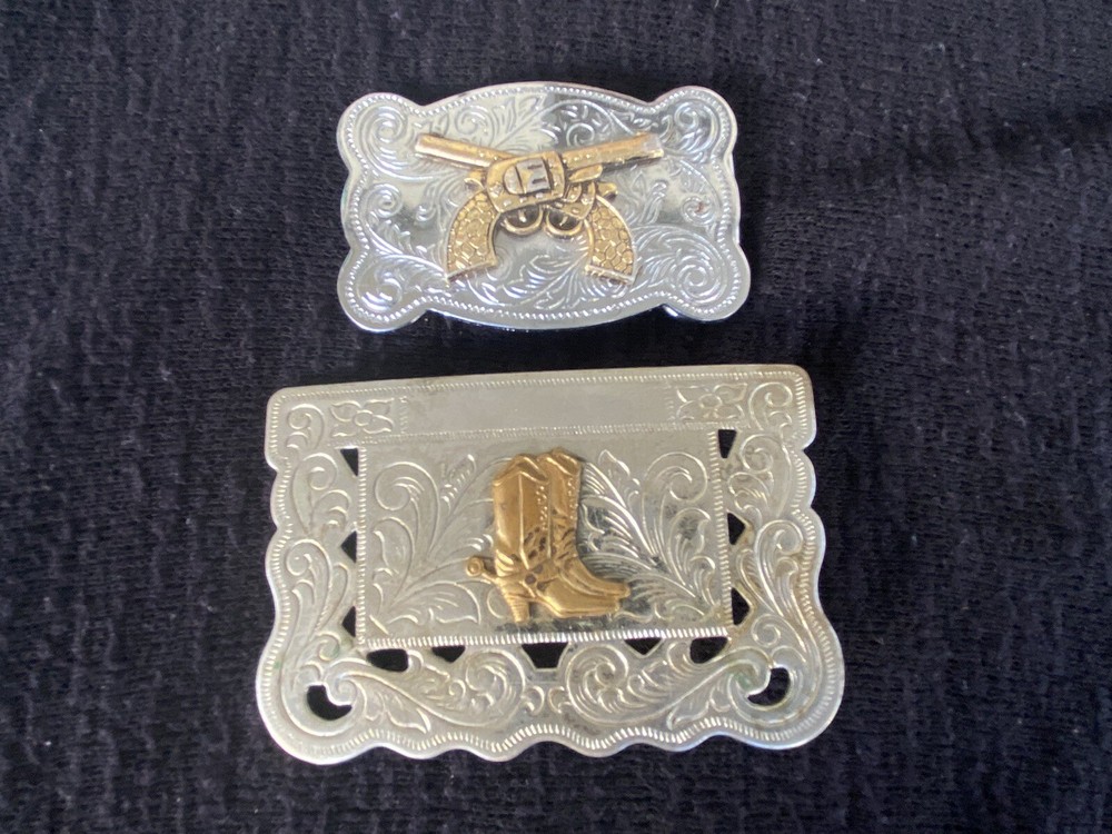 Brass Tone Revolver Guns Gun Belt Brass Boots Buckle 1 Steel 1 Nico Silver