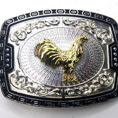 Rooster Western Cowboy Belt Buckle Hebilla Vaquero Rodeo Gallo Del Cielo, Silver