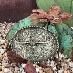 Montana Silversmiths Longhorn Collection Western Attitude Belt Buckle