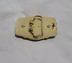 Western Metal Belt Buckle Gold Tone Initial Letter T Cowboy Rodeo Made In USA