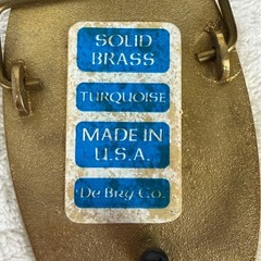 Vintage De Bry Co Solid Brass Turquoise Eagle Belt Buckle Made in USA Western