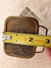 Vintage Brass Indiana Metal Craft Bass Fish Belt Buckle 2 1/4&Prime; Wide 1976