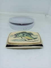 Vtg. RAINTREE ?Gold TnedMetal Ivory Color Large Mouth Bass Belt Buckle. Intricat