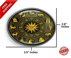 Zodiac Wheel Belt Buckle – Astrology Sun Handmade Buckle – 40