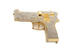 Gun Belt Buckle Rhinestones Gold Metal Iced Men Fashion Pistol Real Cowboy Style
