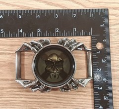 Skull Belt Buckle Biker Gothic Skeleton Vampire Fangs Dark Metal Pewter Finish