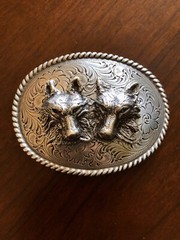Two Grey Wild Indian Lone Wolf Head Animal Metal Unisex Men’s Belt Buckle