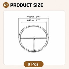 8Pcs Belt Buckle, 1.77&Prime; Single Prong Round Centre Bar Buckles, Silver