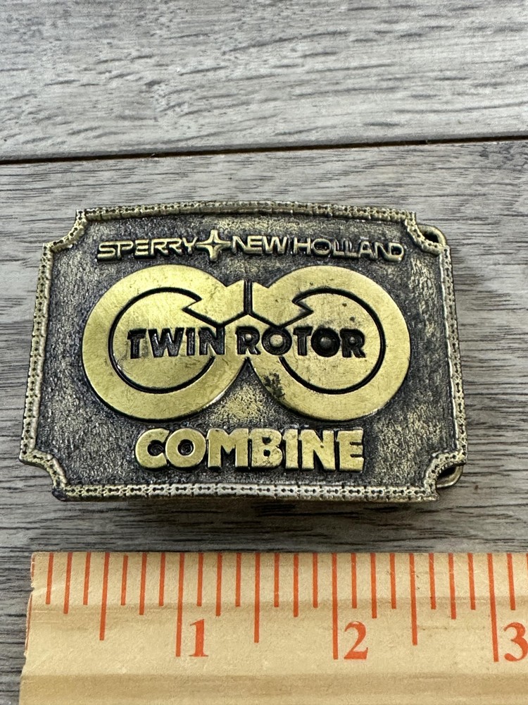 Vintage Sperry New Holland Twin Rotor Combine Belt Buckle Brass Tone USA Farm